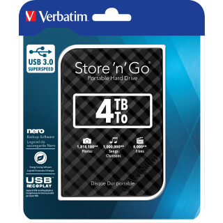 Verbatim Festplatte 4TB, USB 3.0, 6.35cm (2.5), schwarz