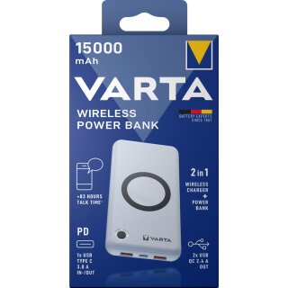 Varta Akku Powerbank, 3,7V 15.000mAh, Wireless