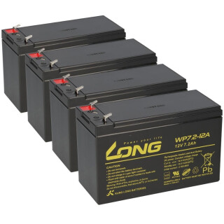 4x Kung Long VdS WP7.2-12A F1, 12V, 7,2 Ah Blei AGM Akku 4,8mm Faston