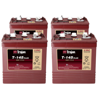 4x Traktionsbatterie Trojan T-145 Plus 6V 260Ah Deep Cycle ELPT-Anschluss