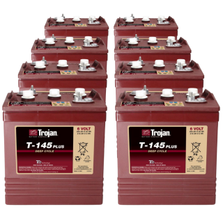 8x Traktionsbatterie Trojan T-145 Plus 6V 260Ah Deep Cycle ELPT-Anschluss