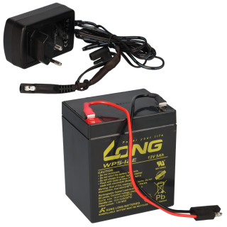 Kung Long Blei Akku 12V 5Ah mit Stecker + Ladegerät für Rasenmäher Akkus