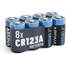 8x Absina CR123A Lithium Batterie 3V 1300mAh (8er Blister)