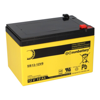 SUN Battery SB12-12V0 12V 12Ah VdS T1 4,8mm AGM-Blei  Akku