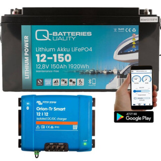 Q-Batteries 12,8V 150Ah 1920Wh LiFePO4 Batterie + Ladegerät