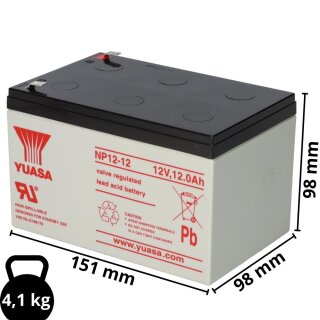 Yuasa NP12-12 AGM Batterie / Bleiakku 12V 12Ah VdS
