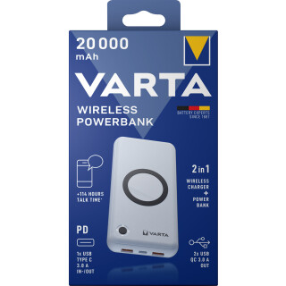 Varta Battery Powerbank, 3.7v 20,000mAh Wireless