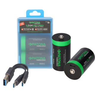 2x lr20 Mono d Premium batteries 6,0Wh with usb-c and charging cable