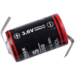 Kraftmax LS14250 1/2AA Batterie 3,6V 1,2Ah Lithium Z-Lötfahne